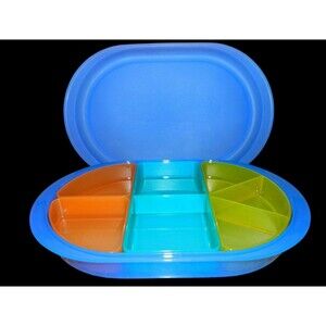 Tupperware Preludio Hors D'oeuvre Serving Tray w/ Dividers Blue 2015A-1
